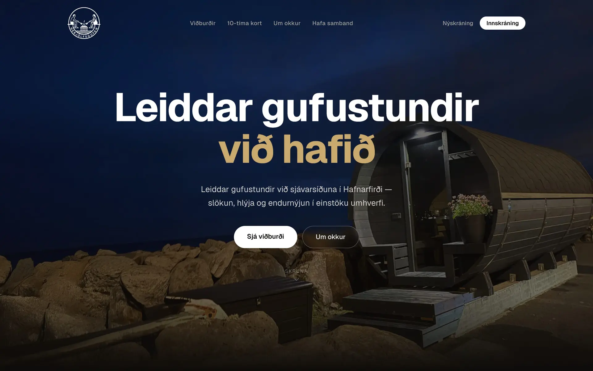 Herjólfsgufan — Bókanir og stafræn klippikort fyrir gufu við sjóinn