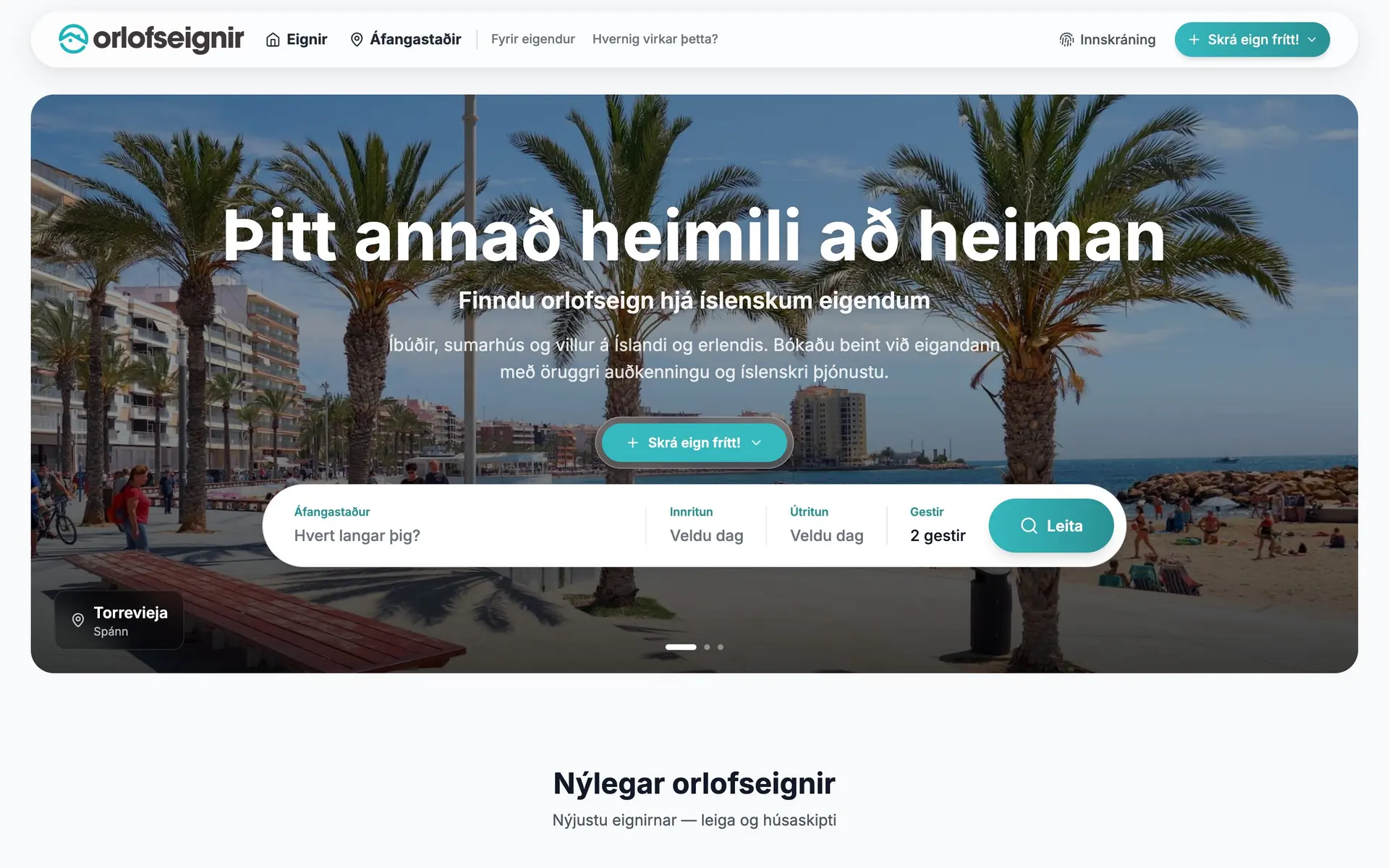 Orlofseignir — Markaðstorg fyrir orlofshús, smíðað frá grunni